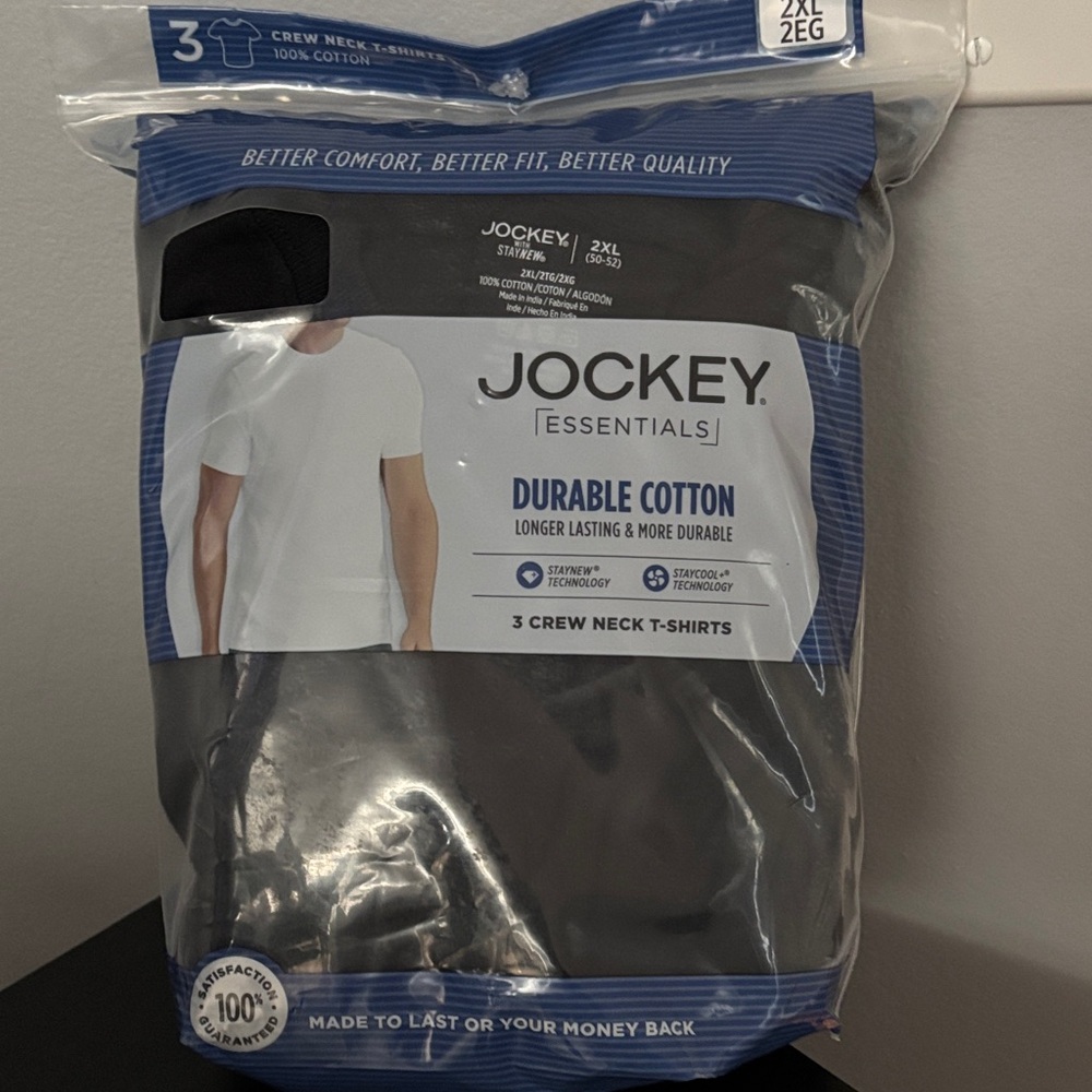 Jockey Essentials Men's Crew Neck T-Shirts - Black (3-Pack)
